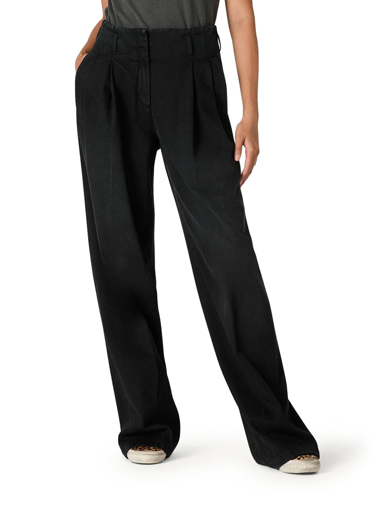 Golden Goose Deluxe Brand Women Black Cotton Denim Trousers With Lived-In Treatment GOLDEN GOOSE