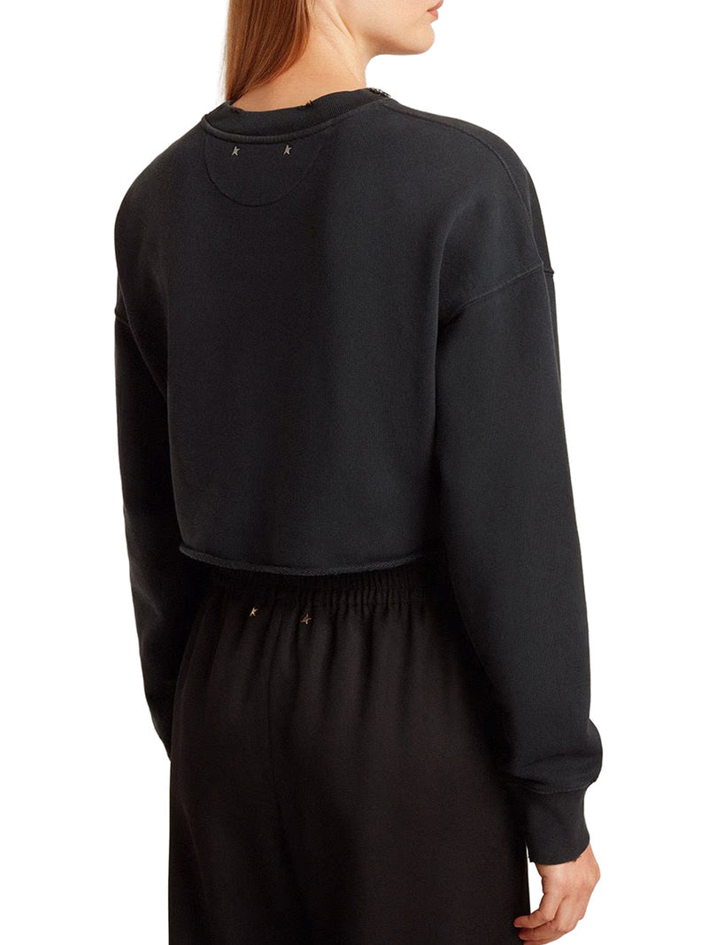 Golden Goose Deluxe Brand Women Crew Neck Sweatshirt In Organic Cotton Fleece With Crystals On The Neck GOLDEN GOOSE