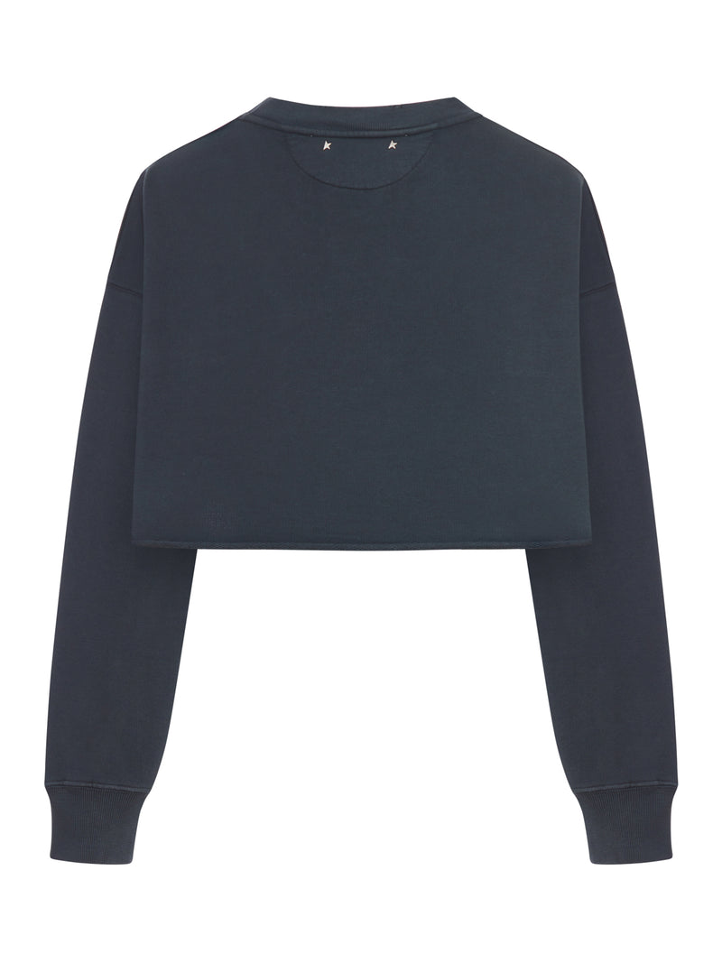 Golden Goose Deluxe Brand Women Crew Neck Sweatshirt In Organic Cotton Fleece With Crystals On The Neck GOLDEN GOOSE