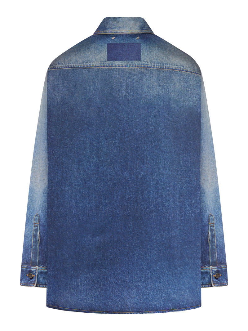 Golden Goose Deluxe Brand Women Oversized Shirt With Denim Print GOLDEN GOOSE