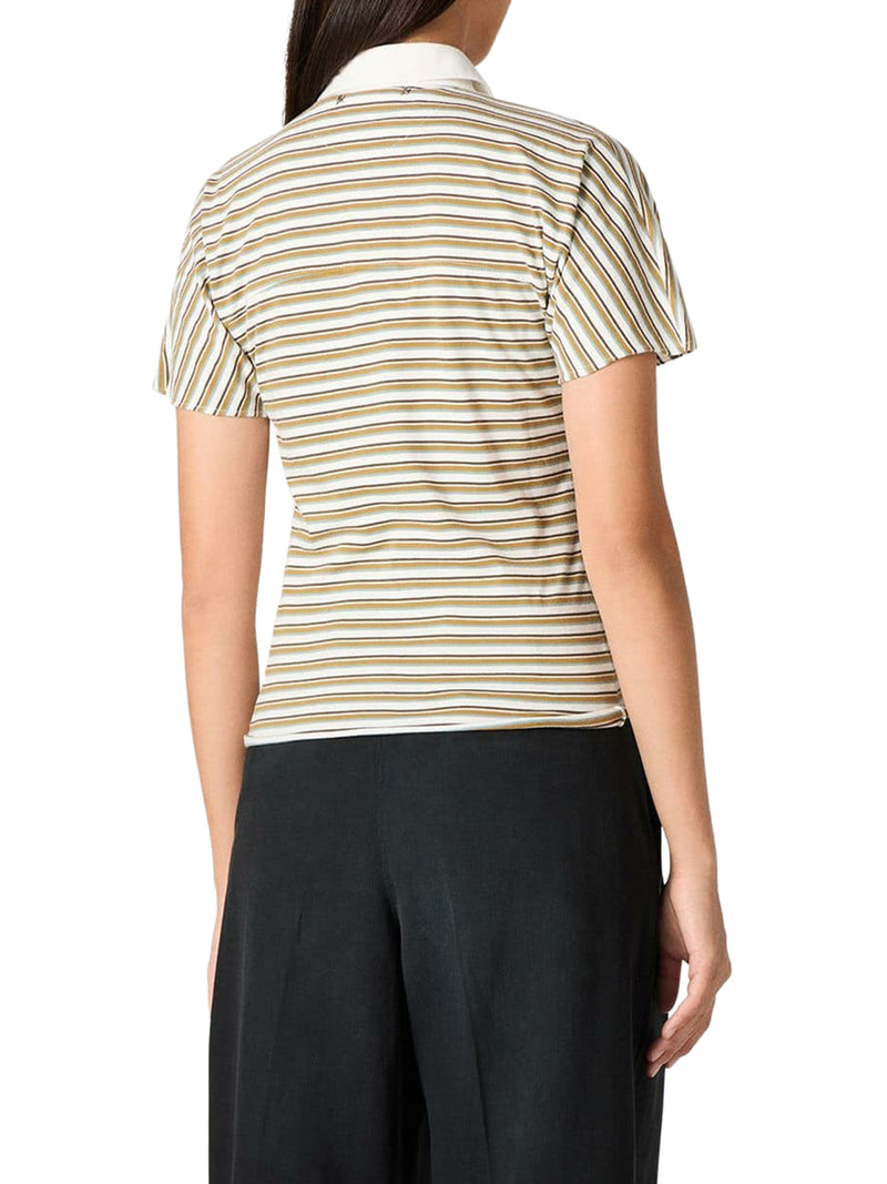 Golden Goose Deluxe Brand Women Striped Jersey Polo T-Shirt With Contrasting Collar GOLDEN GOOSE