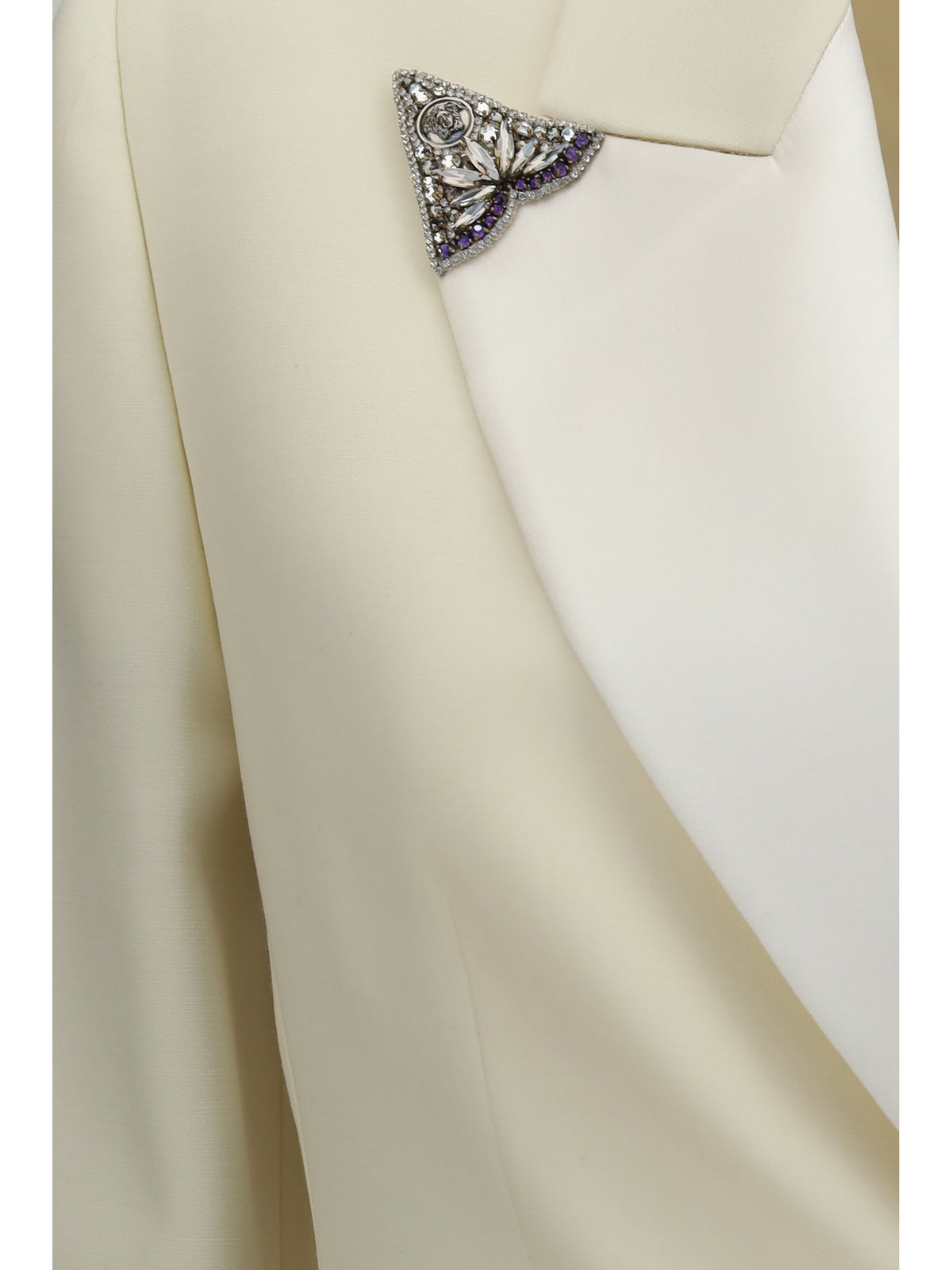 Versace Women Stretch Wool Blazer With Embroidered Lapels VERSACE
