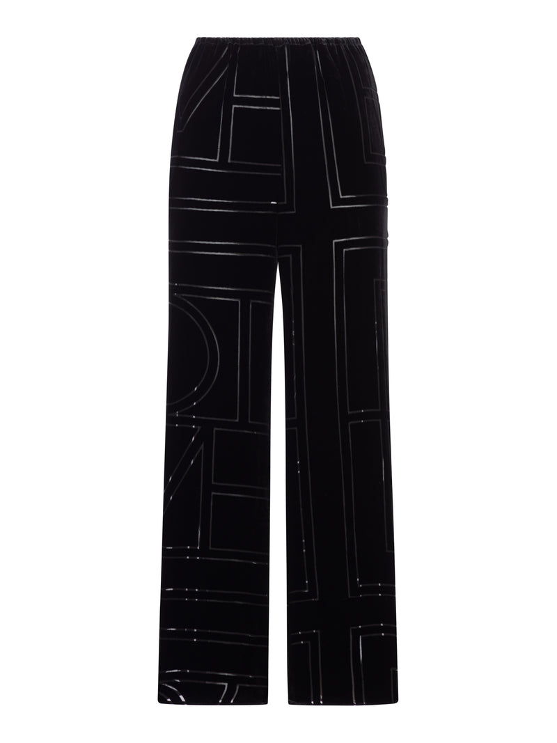 Toteme Women Velvet Trousers With Dévoré Monogram TOTEME