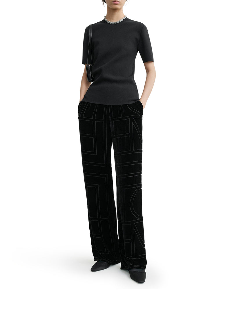 Toteme Women Velvet Trousers With Dévoré Monogram TOTEME