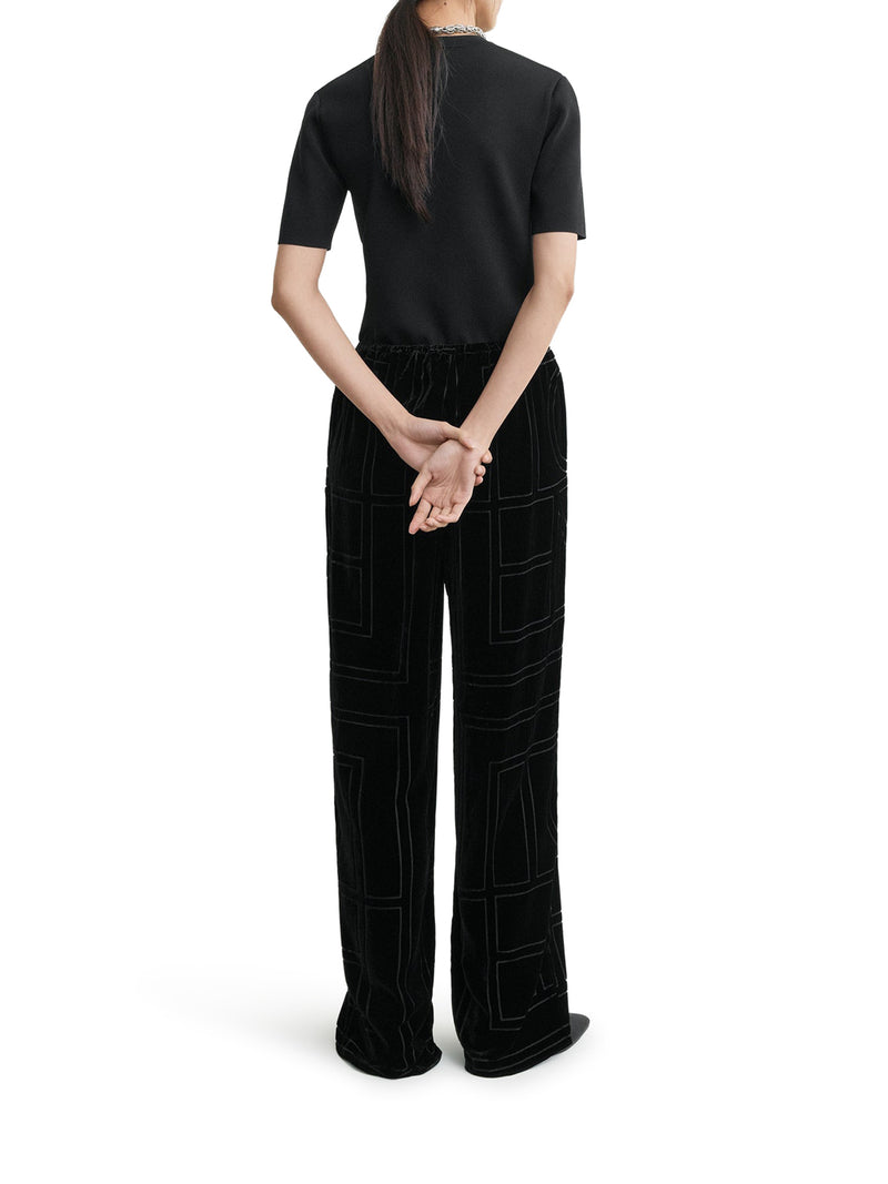 Toteme Women Velvet Trousers With Dévoré Monogram TOTEME