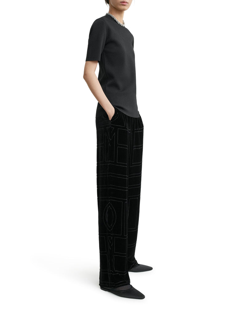 Toteme Women Velvet Trousers With Dévoré Monogram TOTEME