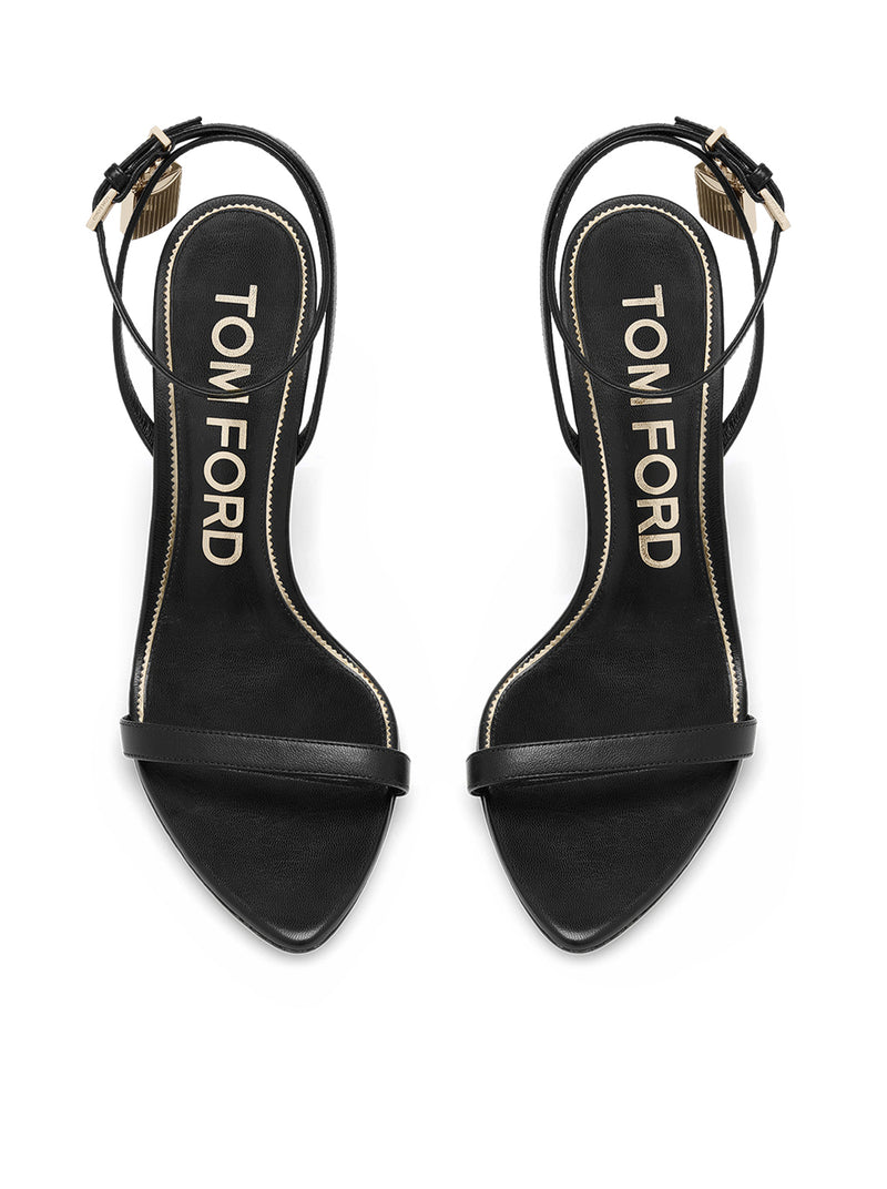Tom Ford Women Pointed-Toe Sandal With Padlock In Polished Leather TOM FORD