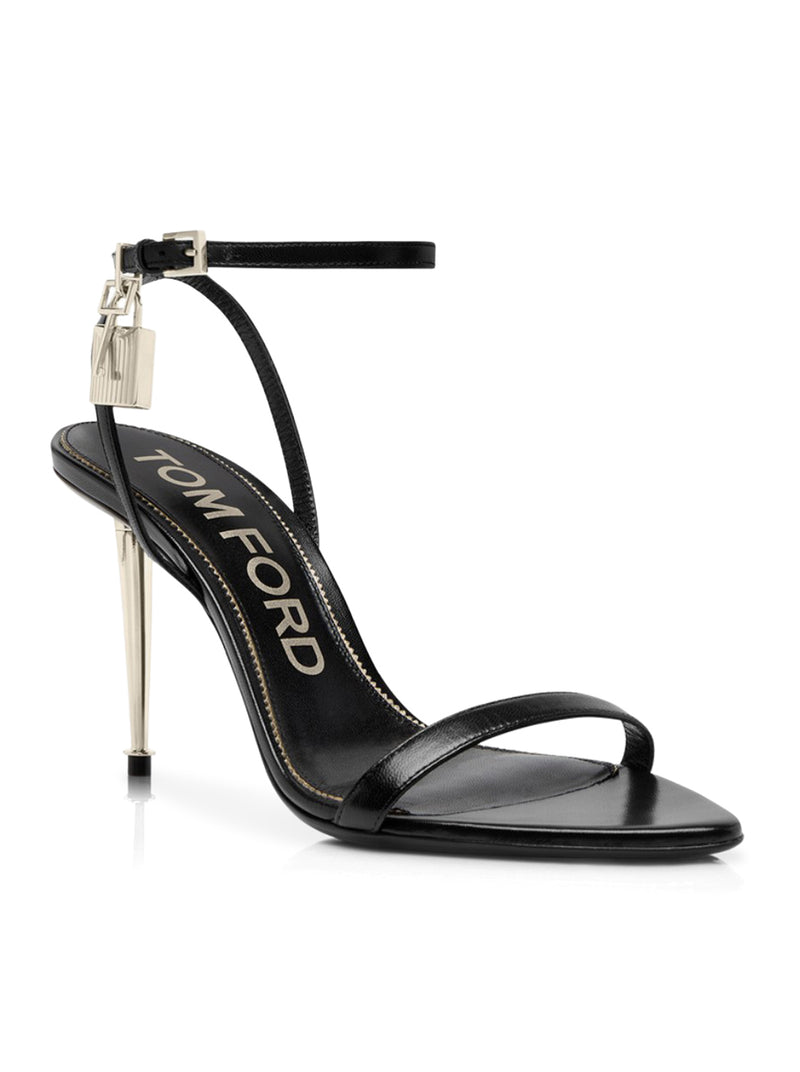 Tom Ford Women Pointed-Toe Sandal With Padlock In Polished Leather TOM FORD