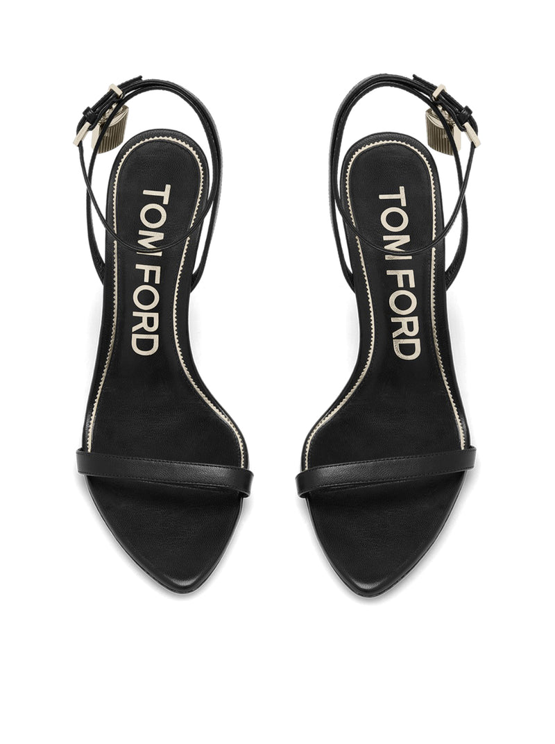 Tom Ford Women Pointed-Toe Sandal With Padlock In Polished Leather TOM FORD