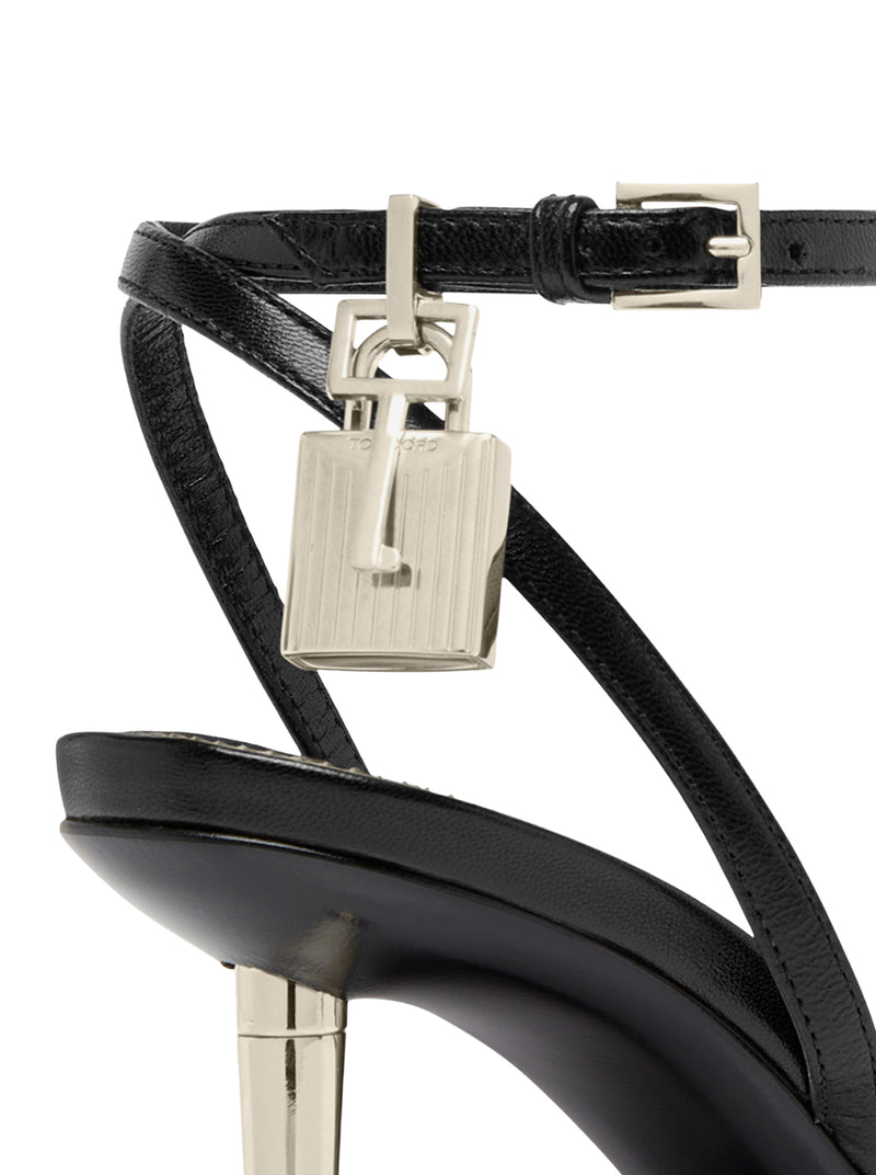 Tom Ford Women Pointed-Toe Sandal With Padlock In Polished Leather TOM FORD