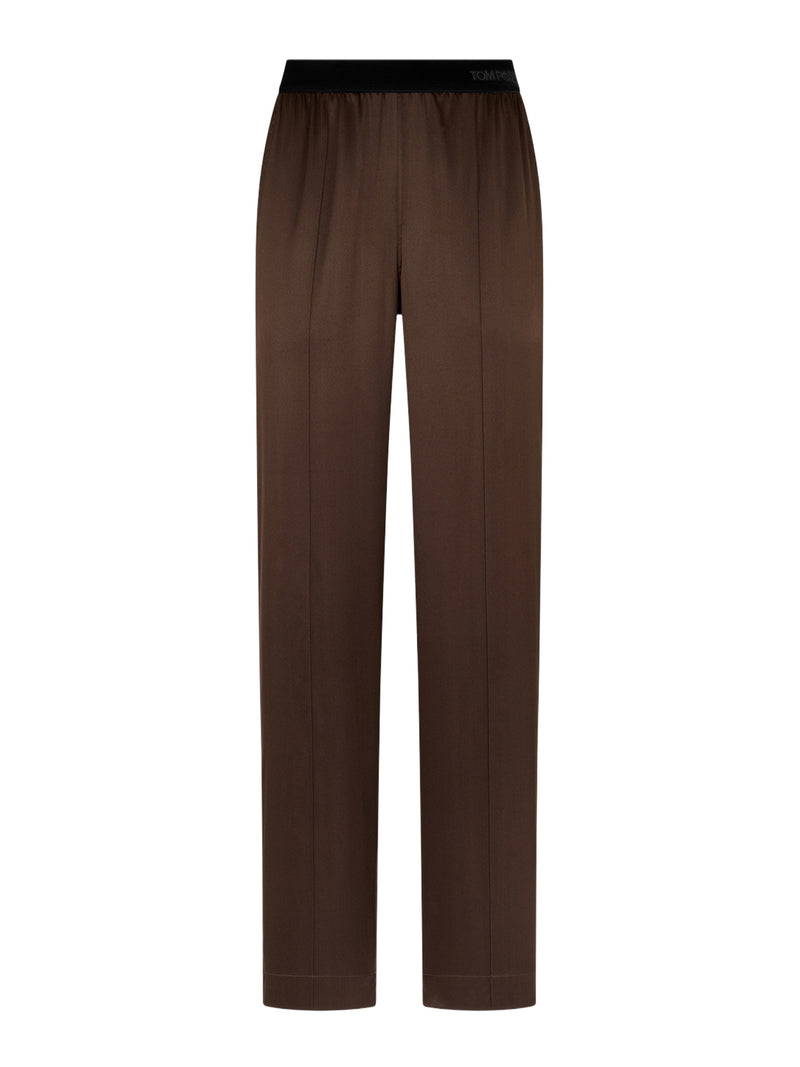 Tom Ford Women Brown Stretch Silk Satin Trousers TOM FORD