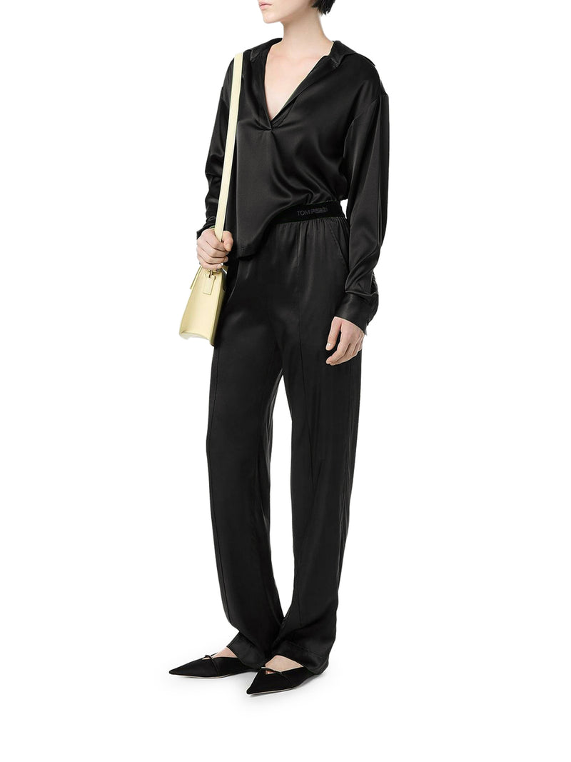 Tom Ford Women Black Stretch Silk Satin Trousers TOM FORD