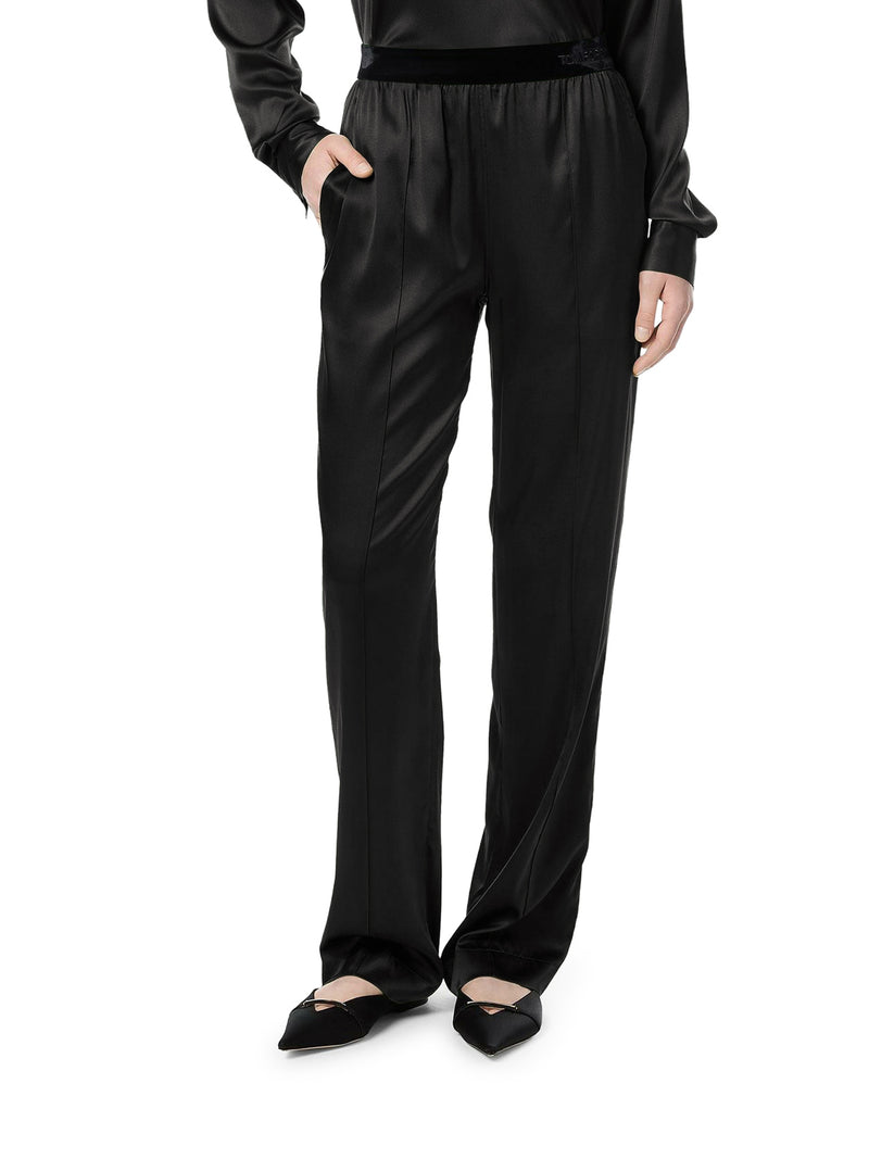 Tom Ford Women Black Stretch Silk Satin Trousers TOM FORD