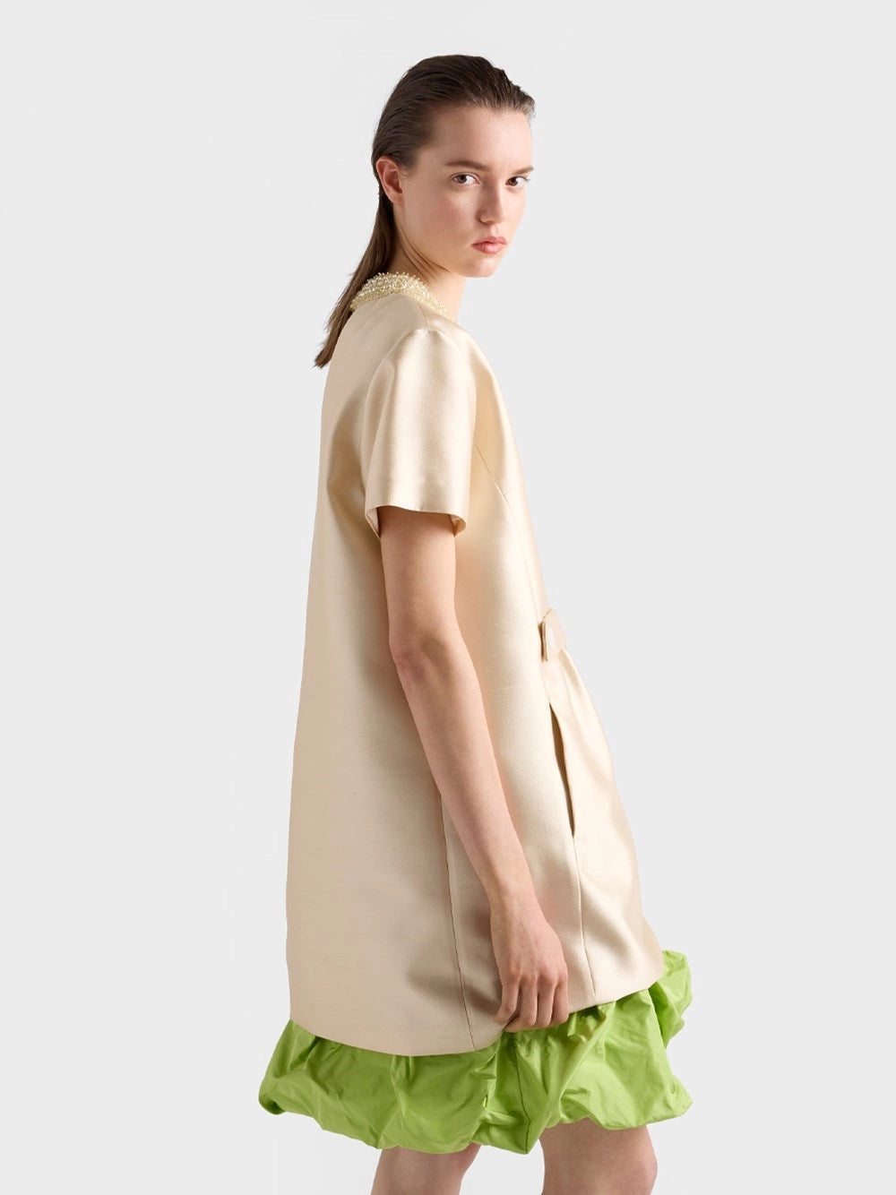 Prada Women Long Embroidered Sablé Dress PRADA