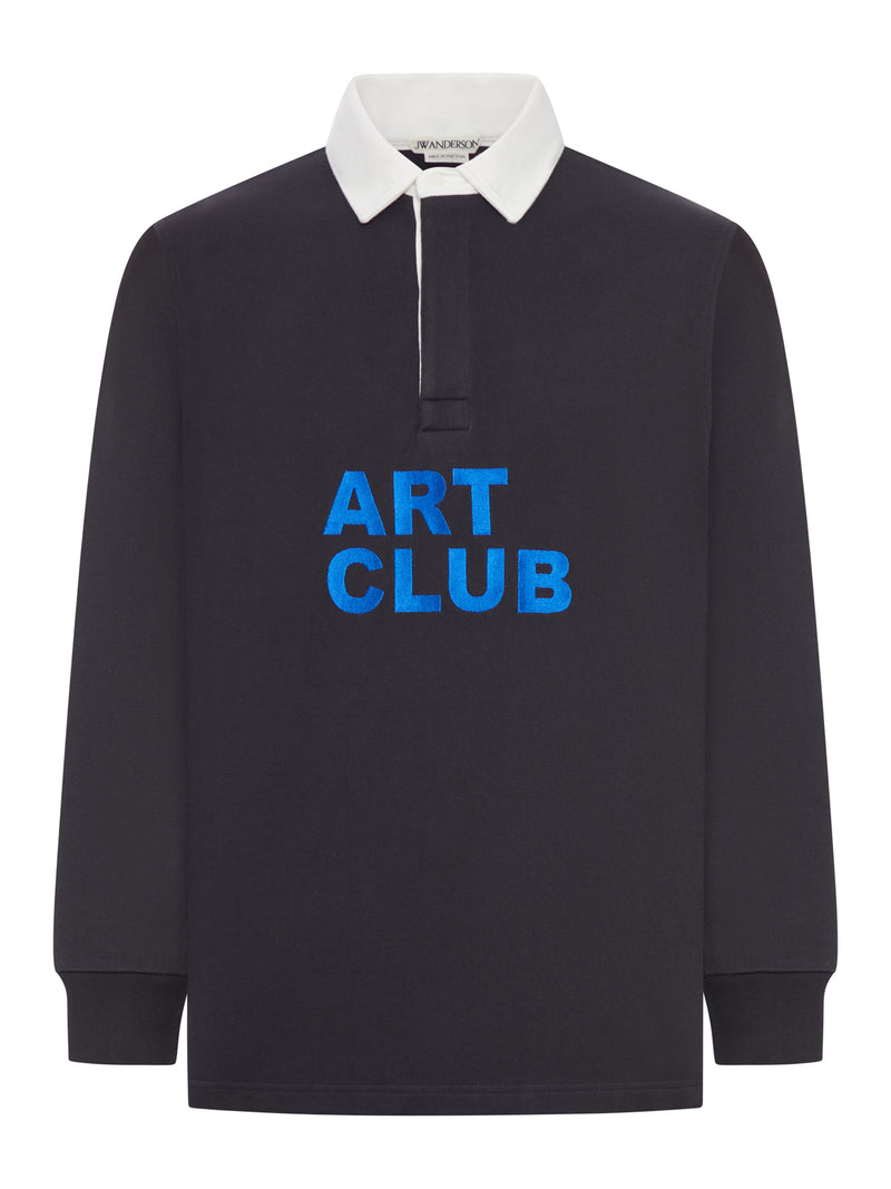 J.W.Anderson Men Men`S "Art Club" Rugby Polo Shirt In Washed Black J.W. ANDERSON