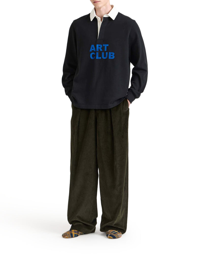 J.W.Anderson Men Men`S "Art Club" Rugby Polo Shirt In Washed Black J.W. ANDERSON