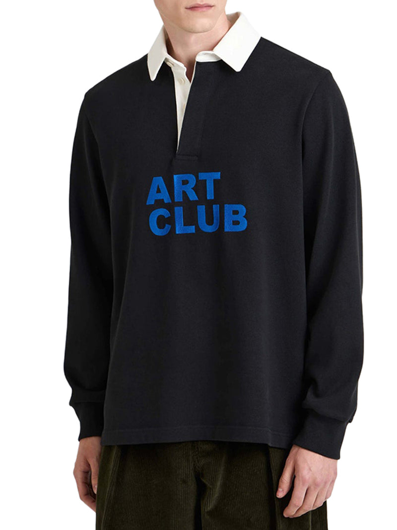 J.W.Anderson Men Men`S "Art Club" Rugby Polo Shirt In Washed Black J.W. ANDERSON