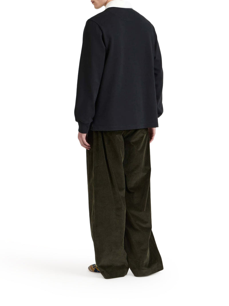 J.W.Anderson Men Men`S "Art Club" Rugby Polo Shirt In Washed Black J.W. ANDERSON