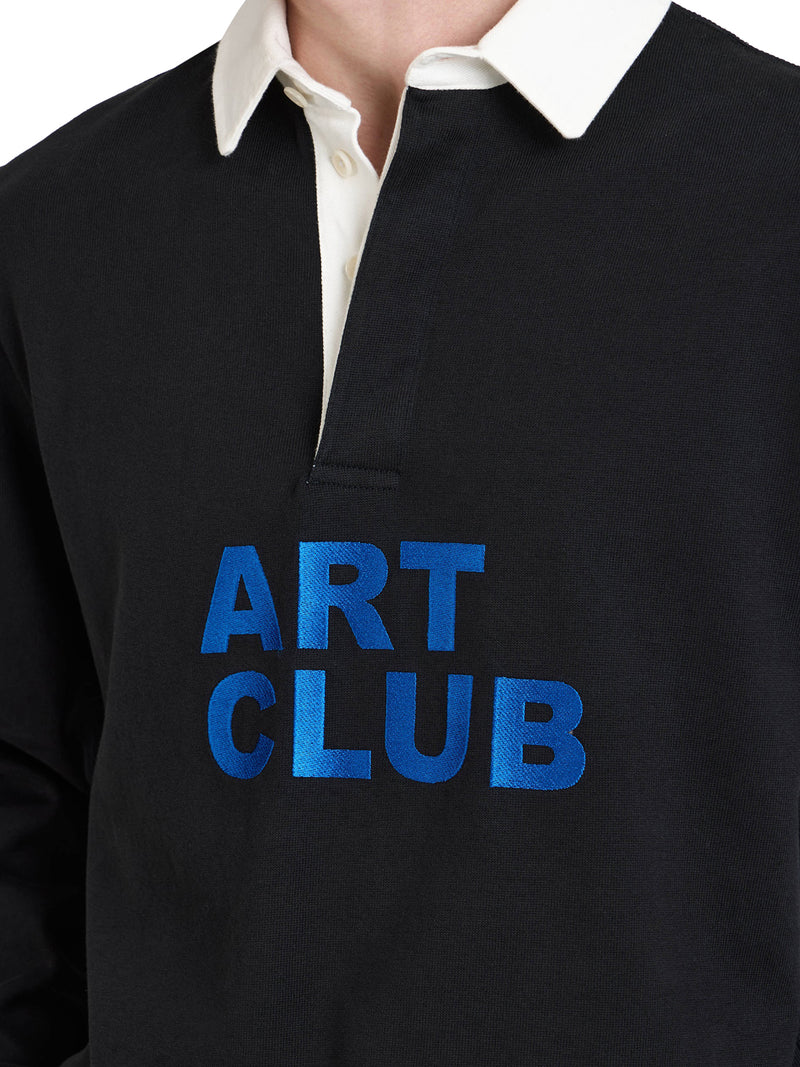 J.W.Anderson Men Men`S "Art Club" Rugby Polo Shirt In Washed Black J.W. ANDERSON