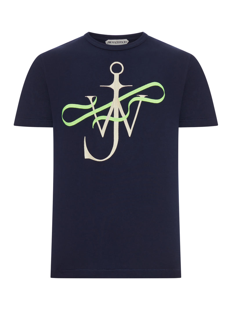 J.W.Anderson Men Men`S Navy Blue "Ribbon Anchor" Cotton T-Shirt J.W. ANDERSON