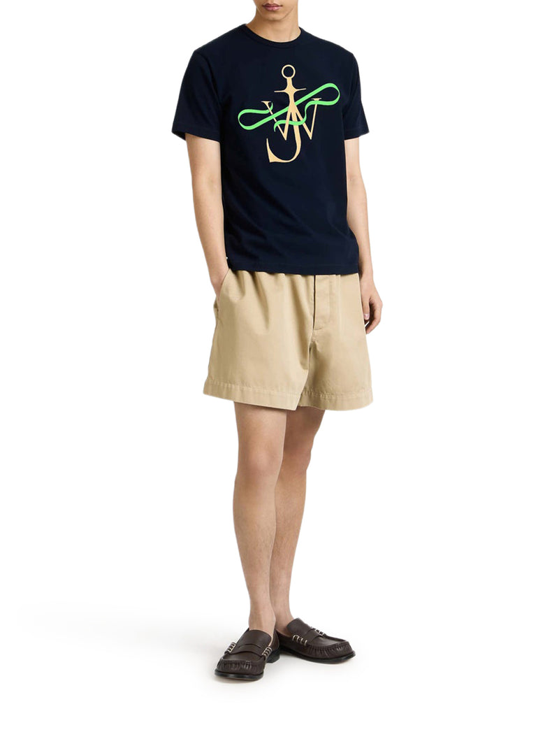 J.W.Anderson Men Men`S Navy Blue "Ribbon Anchor" Cotton T-Shirt J.W. ANDERSON