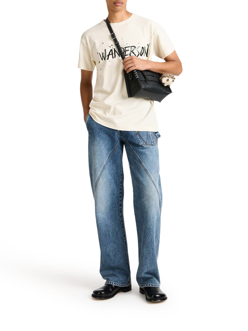 J.W.Anderson Men Circular T-Shirt In Ecru Jersey J.W. ANDERSON