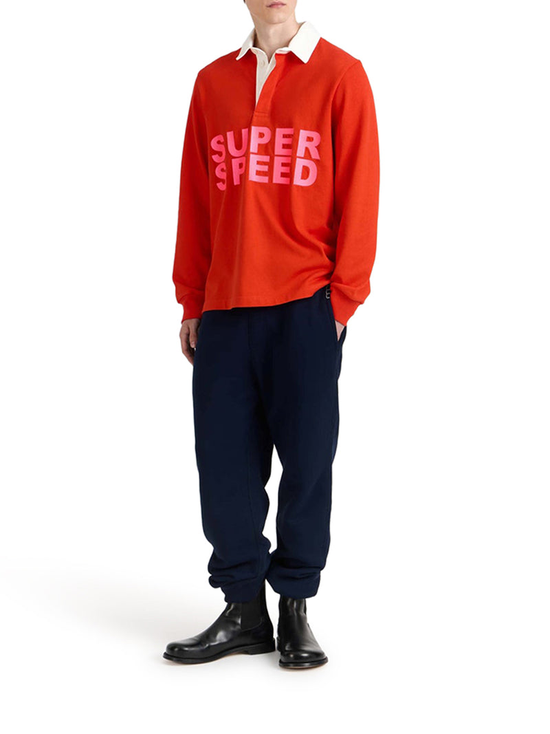 J.W.Anderson Men Mens "Super Speed" Rugby Polo Top In Bright Red J.W. ANDERSON