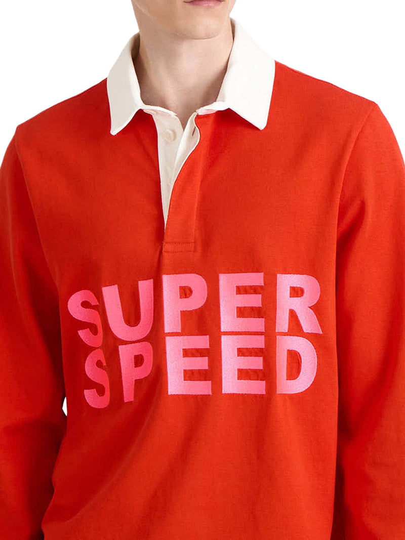 J.W.Anderson Men Mens "Super Speed" Rugby Polo Top In Bright Red J.W. ANDERSON