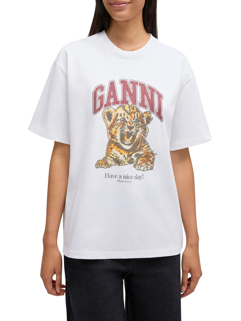 Ganni Women Heavy Cotton Jersey T-Shirt GANNI
