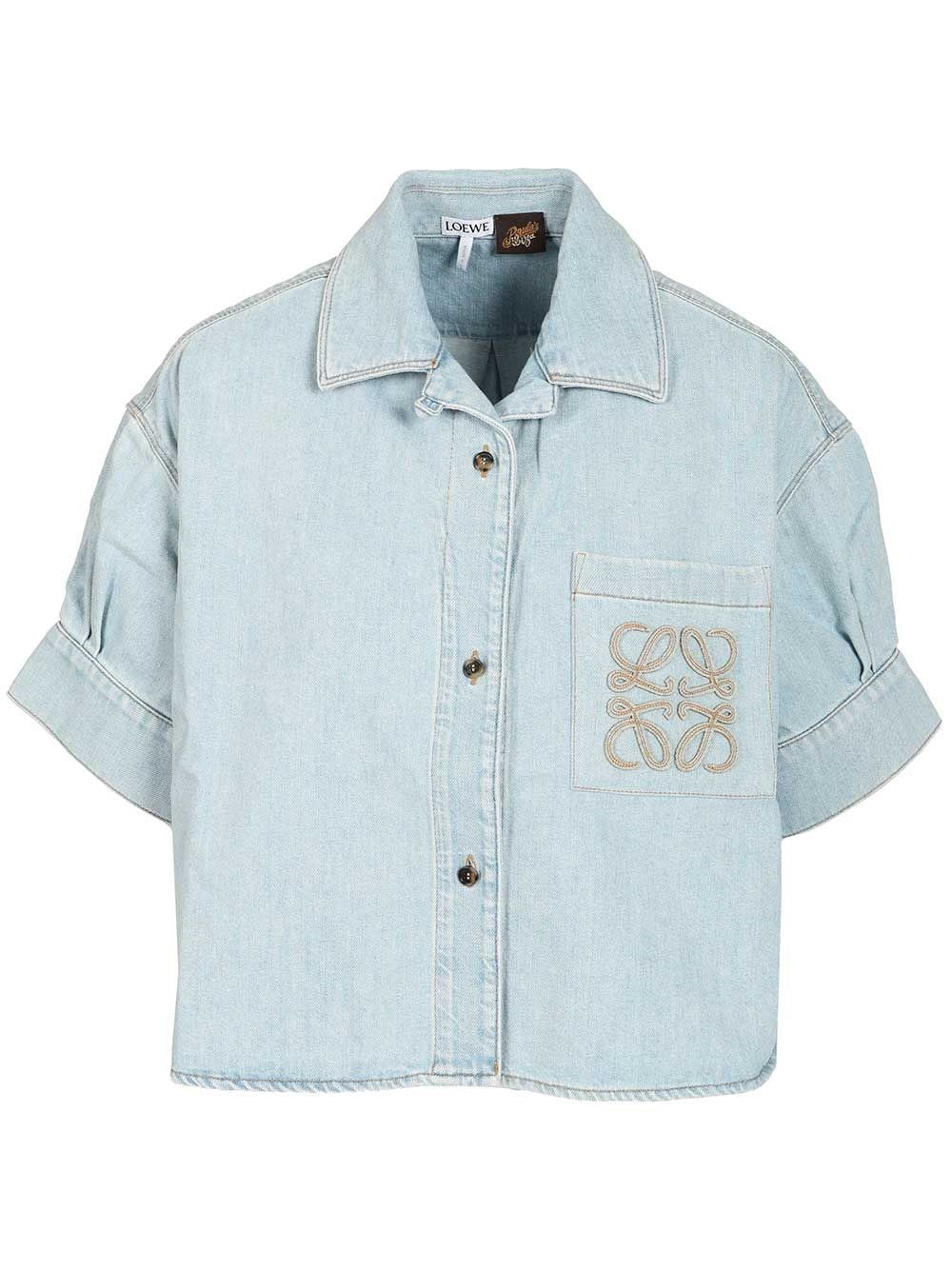 Loewe Paula's Ibiza Women Short-Sleeved Denim Shirt LOEWE