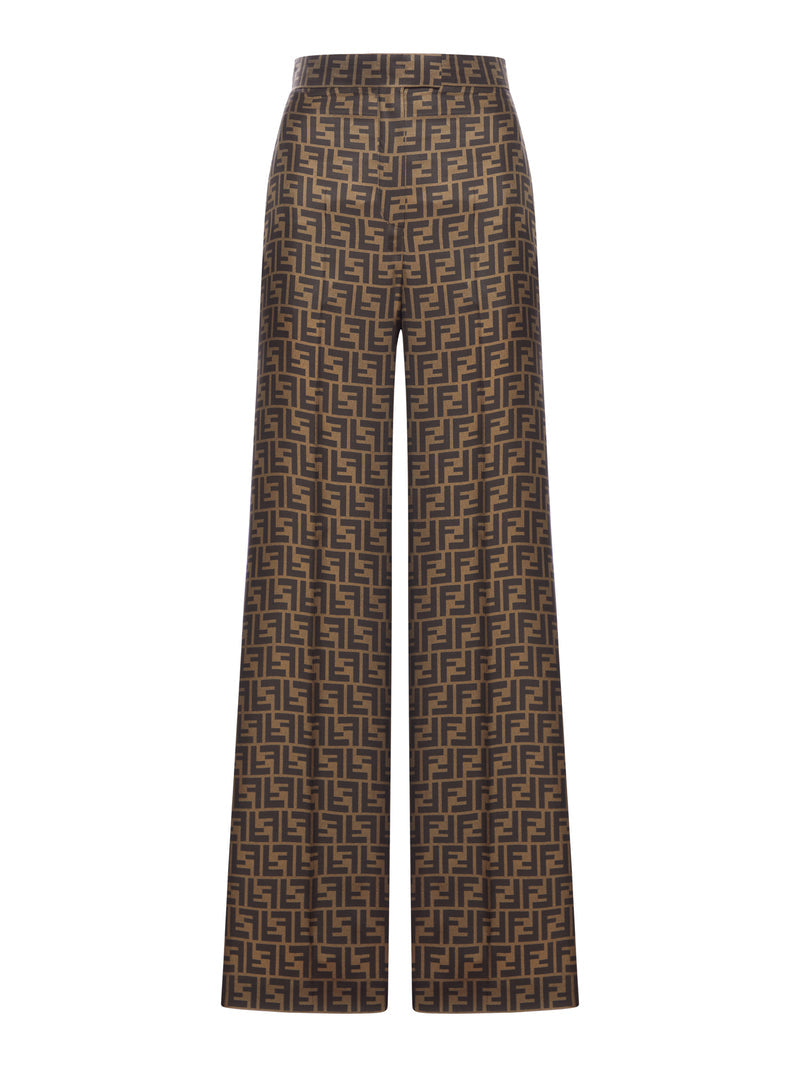 Fendi Women Brown Ff Twill Trousers FENDI