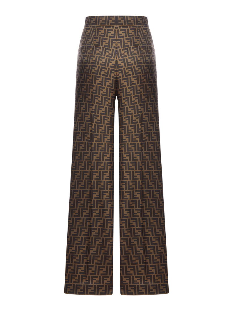 Fendi Women Brown Ff Twill Trousers FENDI