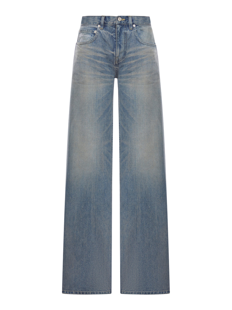Balenciaga Women Organic Cotton Denim Wide-Leg Baggy Trousers BALENCIAGA