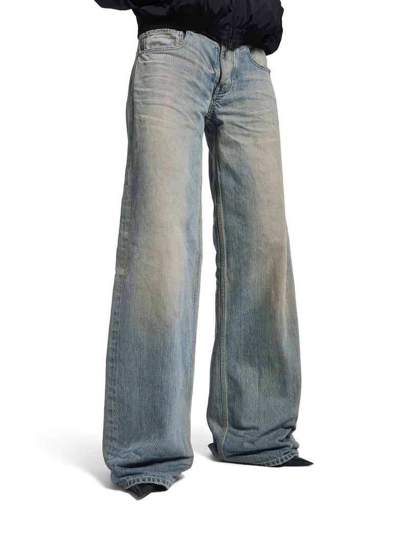 Balenciaga Women Organic Cotton Denim Wide-Leg Baggy Trousers BALENCIAGA
