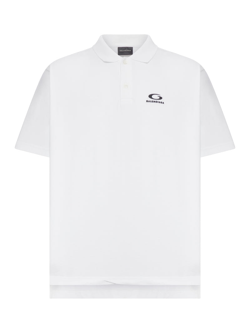 Balenciaga Men Cotton Pique Polo Shirt With Sport Icon Logo BALENCIAGA