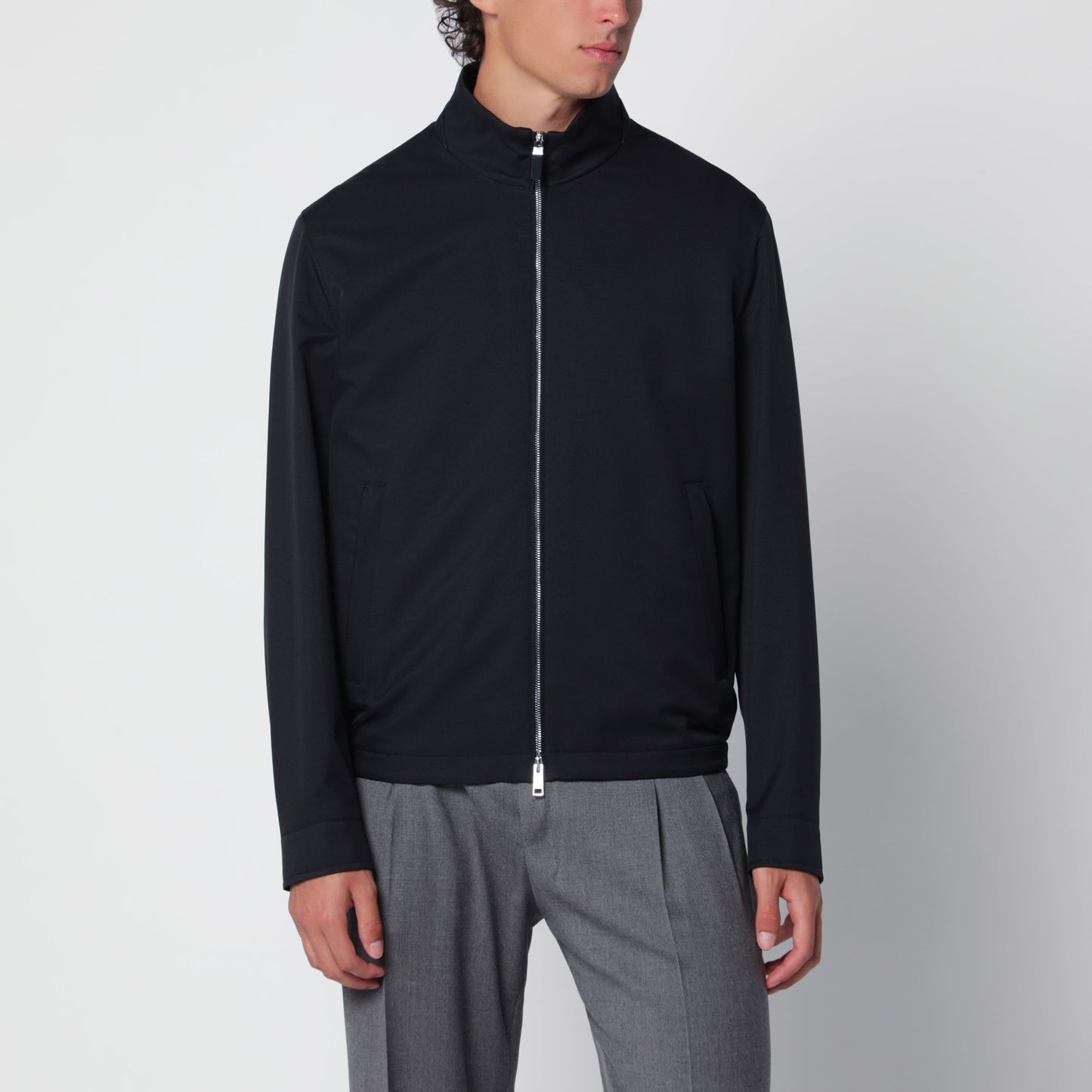Zegna Navy Blue Zip-Up Jacket Men ZEGNA