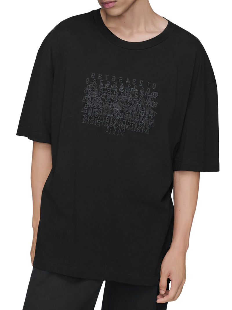 Maison Margiela Men Cotton T-Shirt With Tone-On-Tone Lettering Print MAISON MARGIELA