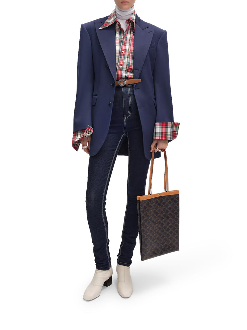 Celine Women Medium Flat Shopper In Triomphe Fabric CELINE