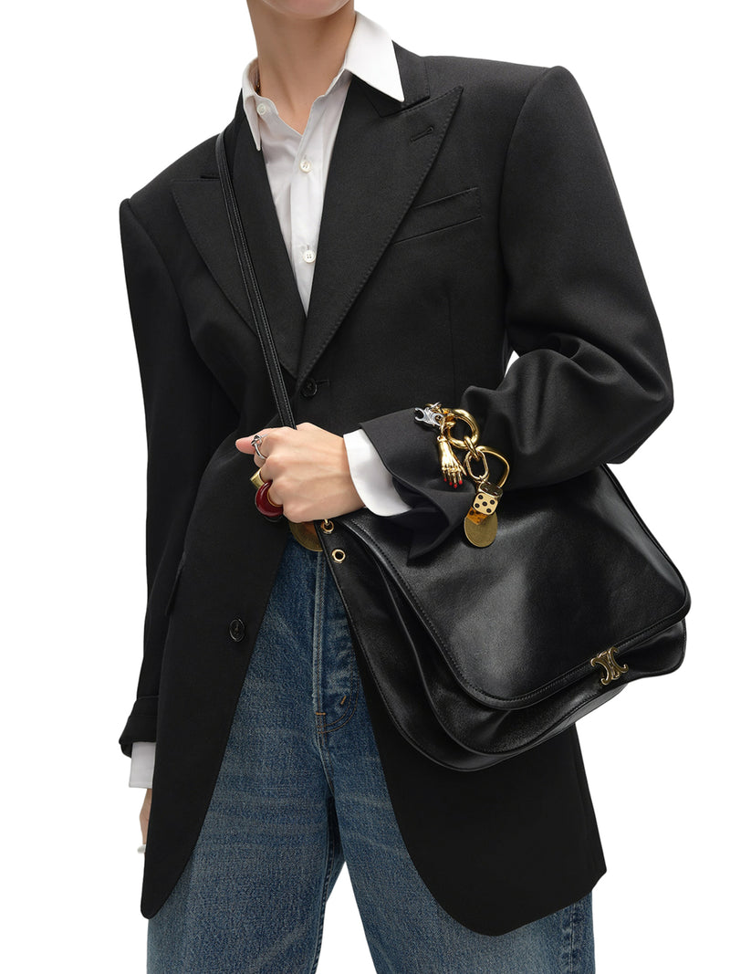 Celine Women Triomphe Soft Saddlebag In Soft Polished Calfskin