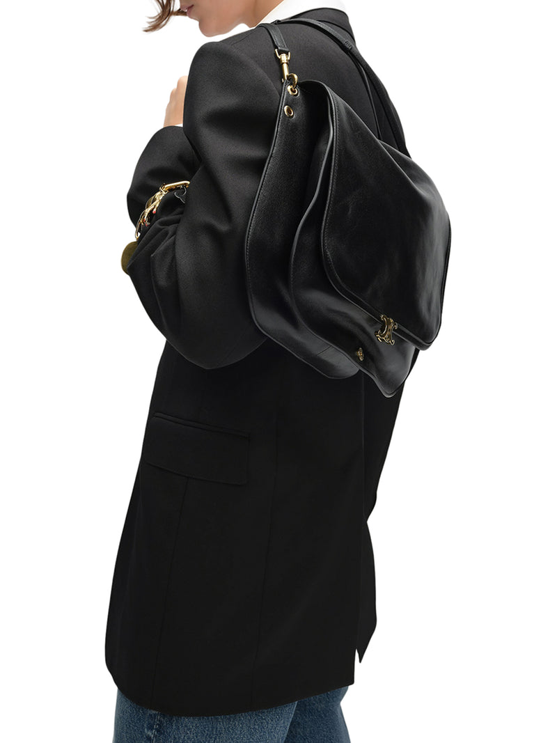 Celine Women Triomphe Soft Saddlebag In Soft Polished Calfskin