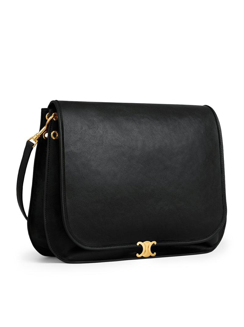 Celine Women Triomphe Soft Saddlebag In Soft Polished Calfskin