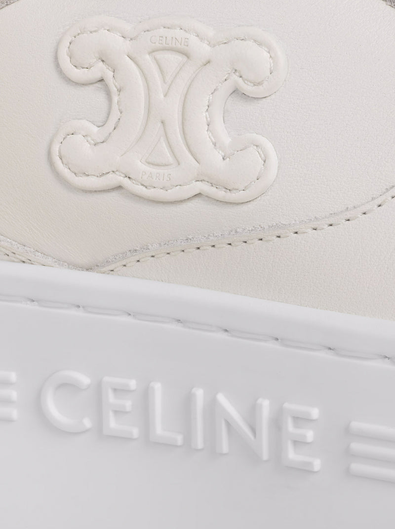 Celine Women Block Sneakers With Wedge And Triomphe Application In Calfskin Leather CELINE