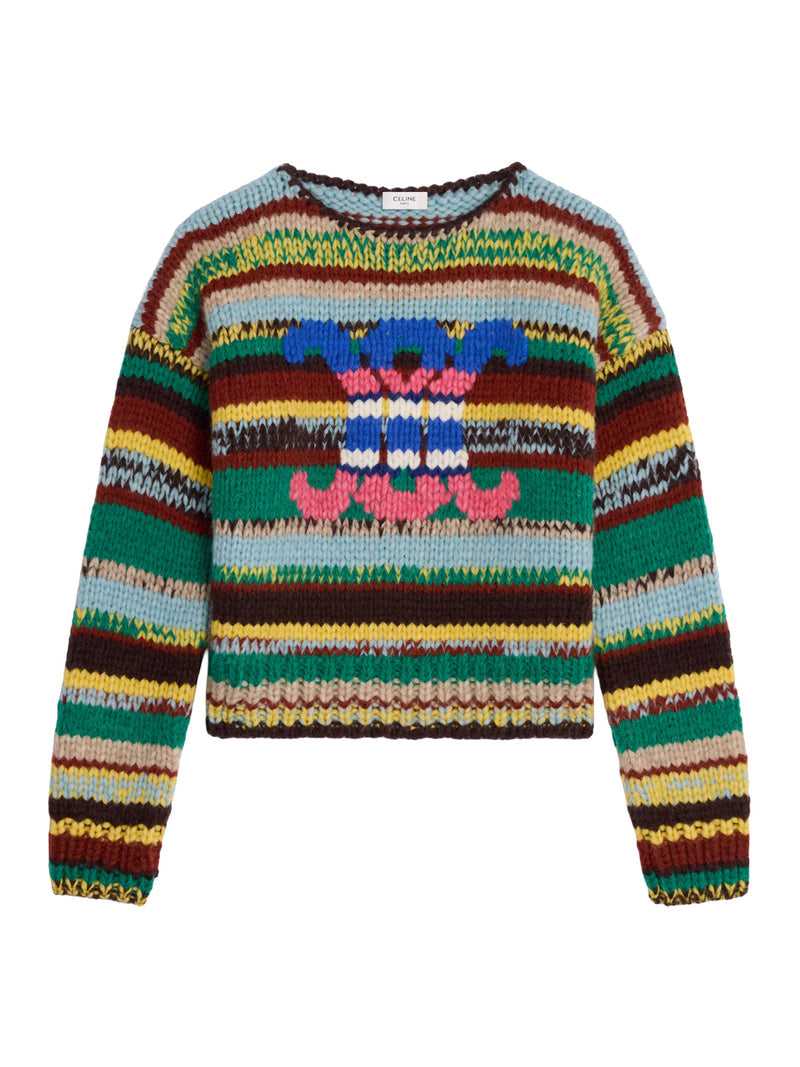 Celine Women Crew Neck Sweater In Mouliné Alpaca And Wool CELINE