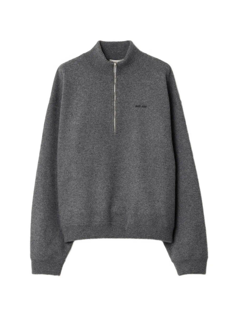 Miu Miu Women Cashmere And Jersey Zip-Up Sweater MIU MIU
