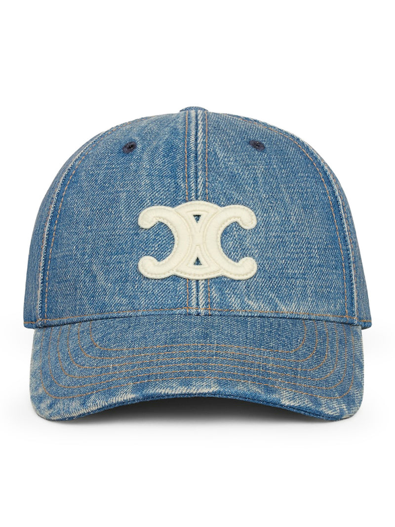 Celine Men Triomphe Baseball Cap In Union Wash Denim CELINE