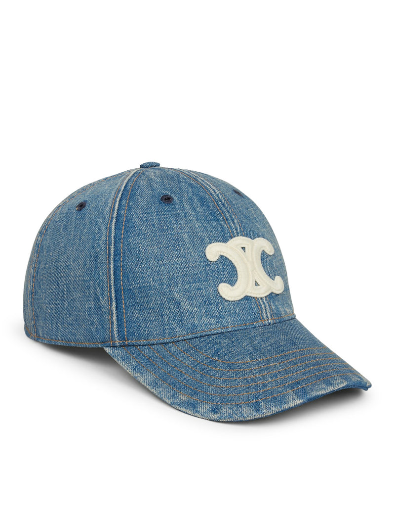 Celine Men Triomphe Baseball Cap In Union Wash Denim CELINE