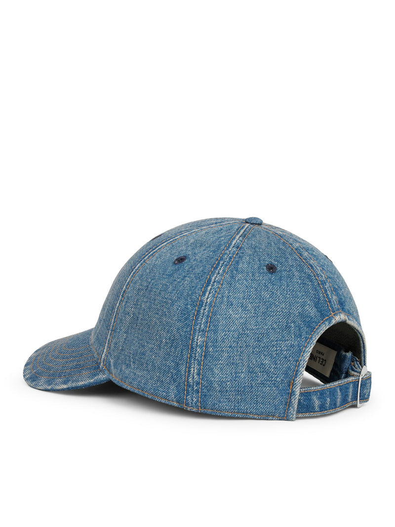 Celine Men Triomphe Baseball Cap In Union Wash Denim CELINE