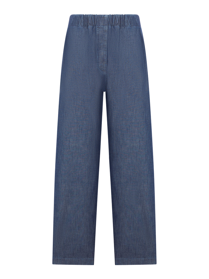 Jil Sander Women Wide Leg Trousers In Lightweight Cotton Chambray JIL SANDER