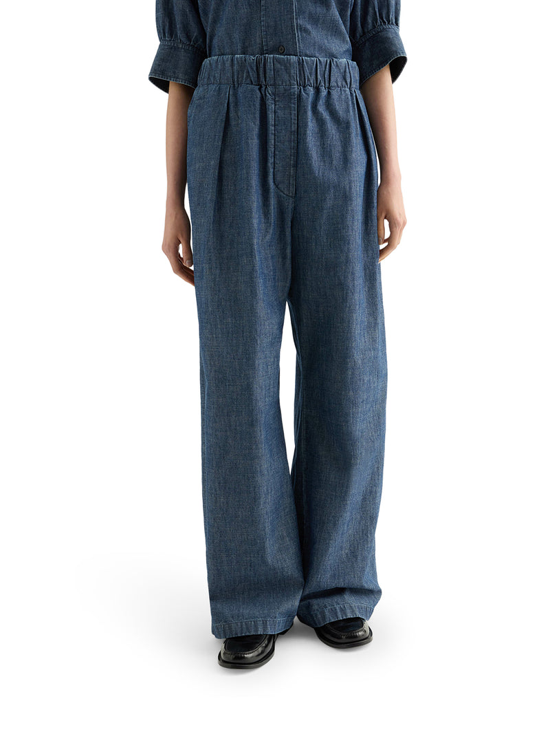 Jil Sander Women Wide Leg Trousers In Lightweight Cotton Chambray JIL SANDER