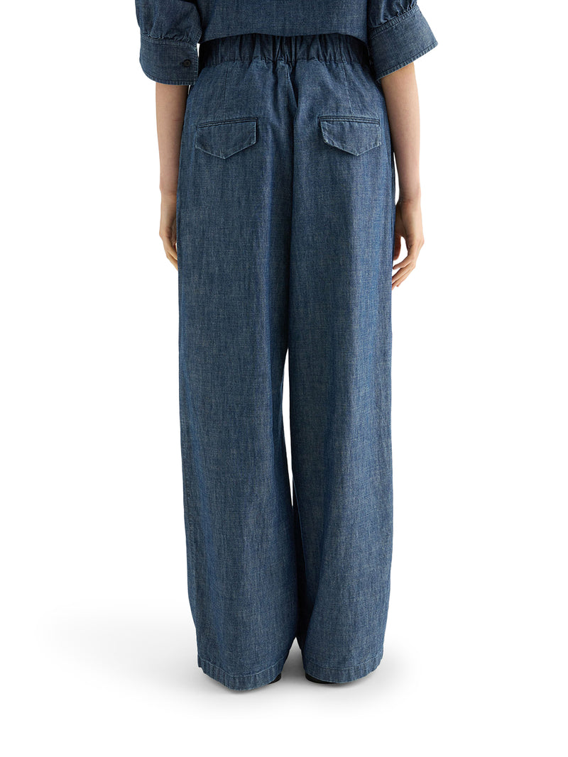 Jil Sander Women Wide Leg Trousers In Lightweight Cotton Chambray JIL SANDER
